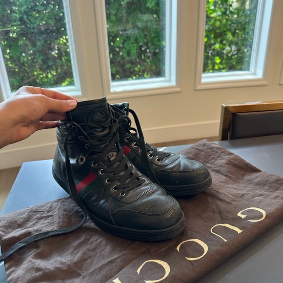 Gucci Men's Black High-Top Sneakers 8.5 - Picture 1 of 3